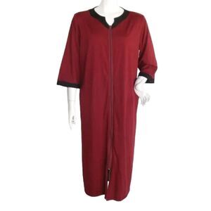new EKOUAER Robe, L, Zipper, Maroon/Black, Jersey, Pockets, Mid sleeve